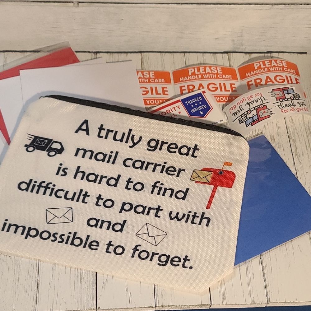 Mail Carrier, Postman, Postal Appreciation Pouch Bag With Zipper NWT